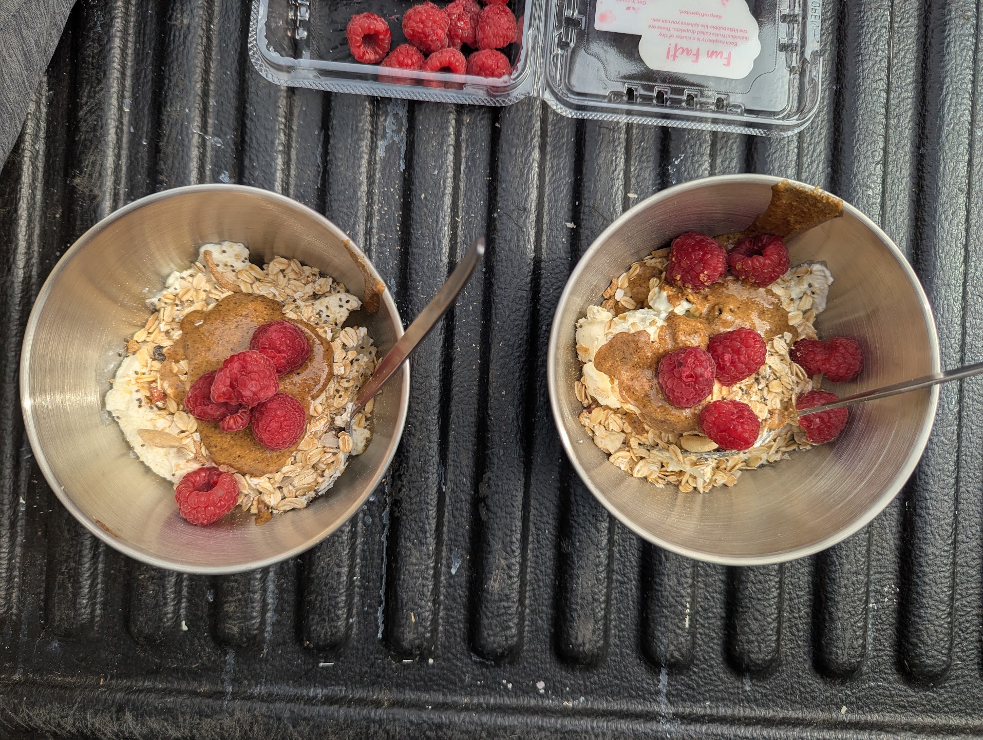 Breakfast bowls on the tailgate